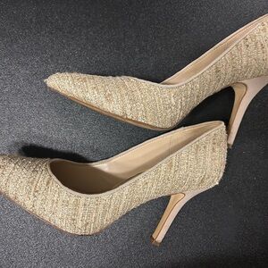 Elegant Cream High Heels - natural multi fabric